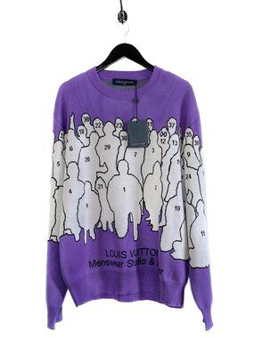 Louis Vuitton SS20 Studio Jacquard Purple Wool Sweater